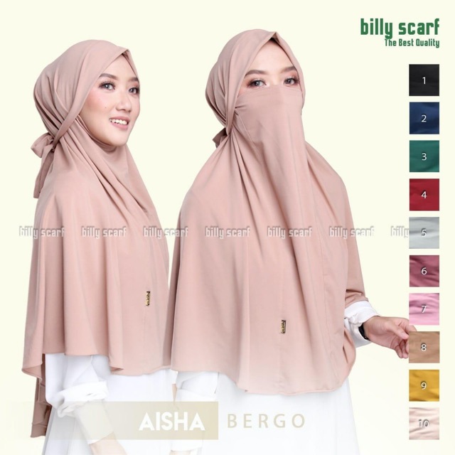 Hijab Instan Masker Aisha Bergo Ori by Billy Scarf