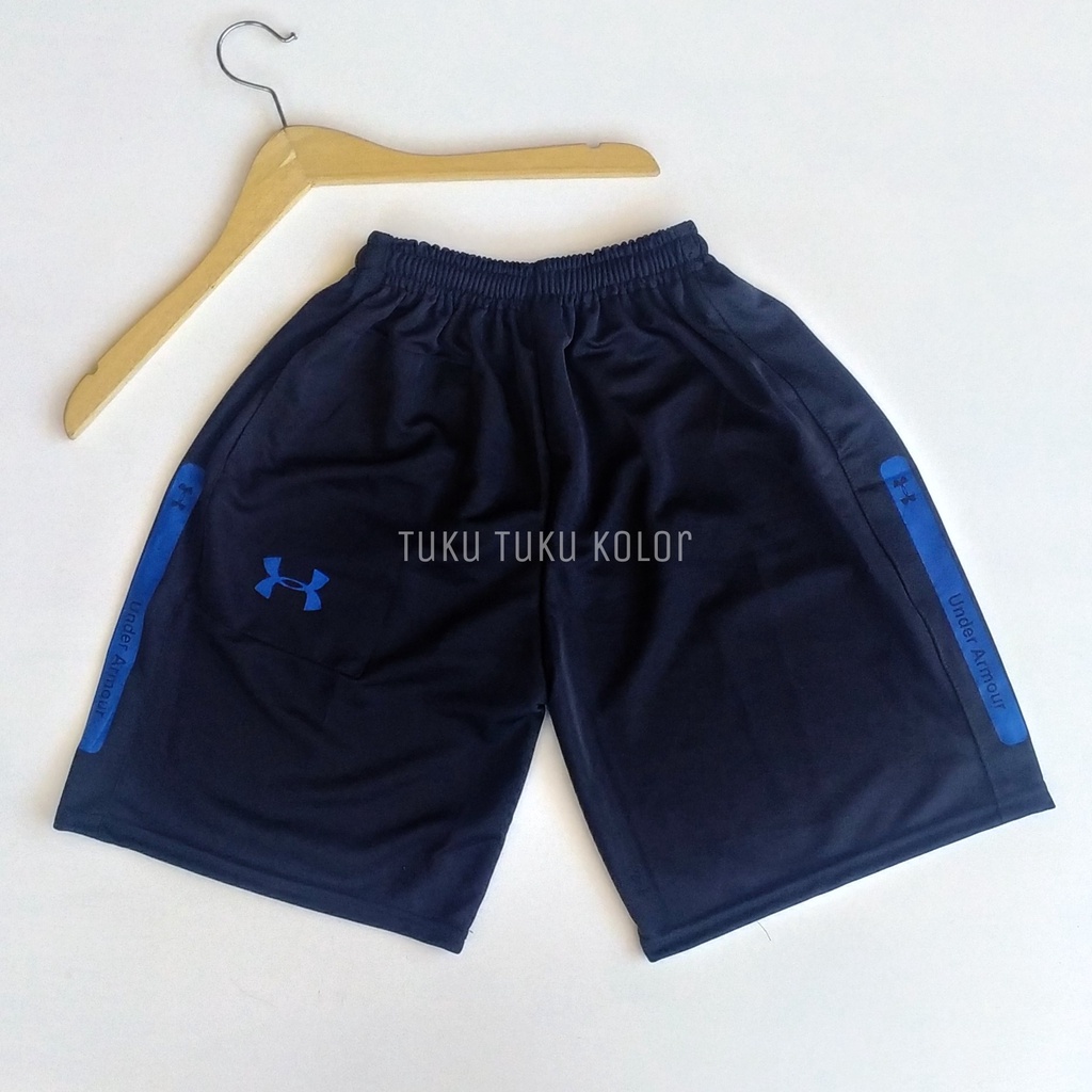 (1kg=8pcs)celana pendek olahraga sporty polos gym running/celana pendek pria olahraga sport-U ARMOR STRIP BIRU
