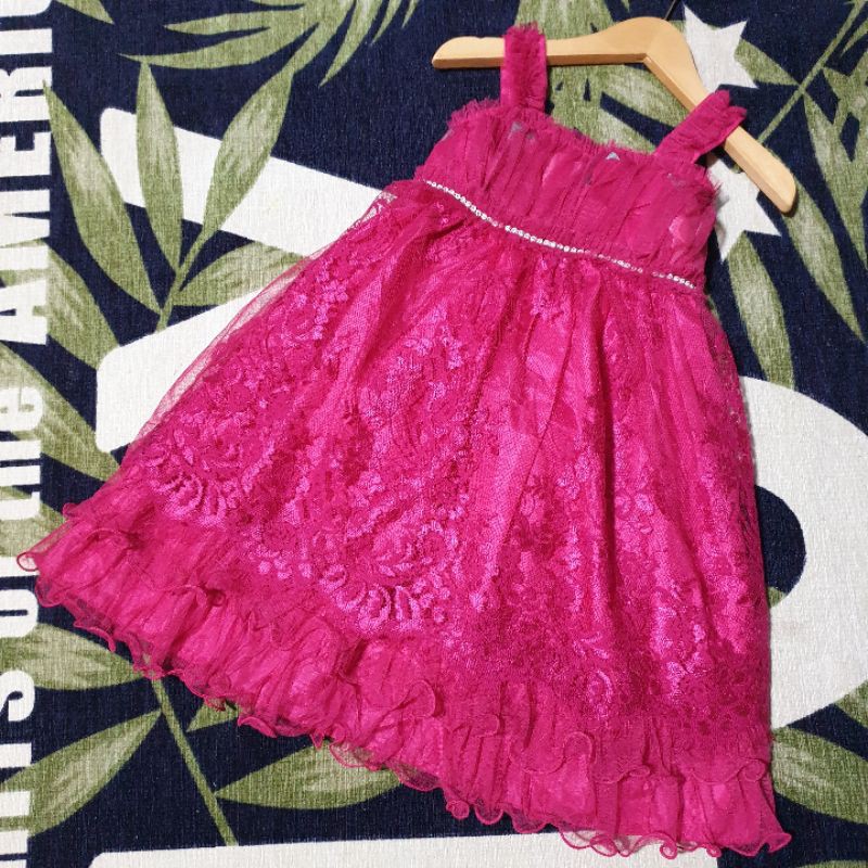 Dress Pesta Princess anak perempuan merk Princessa Flami  - Bold Pink - 2 Tahun - Dress Butik Anak