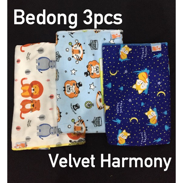 Velvet Junior Bedong Bayi / Kain Bedong Bayi Isi 3pc