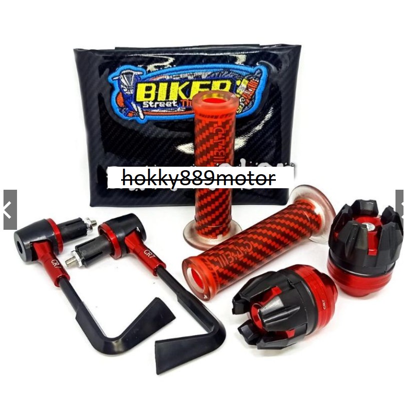 [PAKET MURAH 4 ITEM] KULIT JOK KARBON HITAM+PROGUARD L+JALU AS RODA DEPAN+GRIP BAD CARBON UNIVERSAL