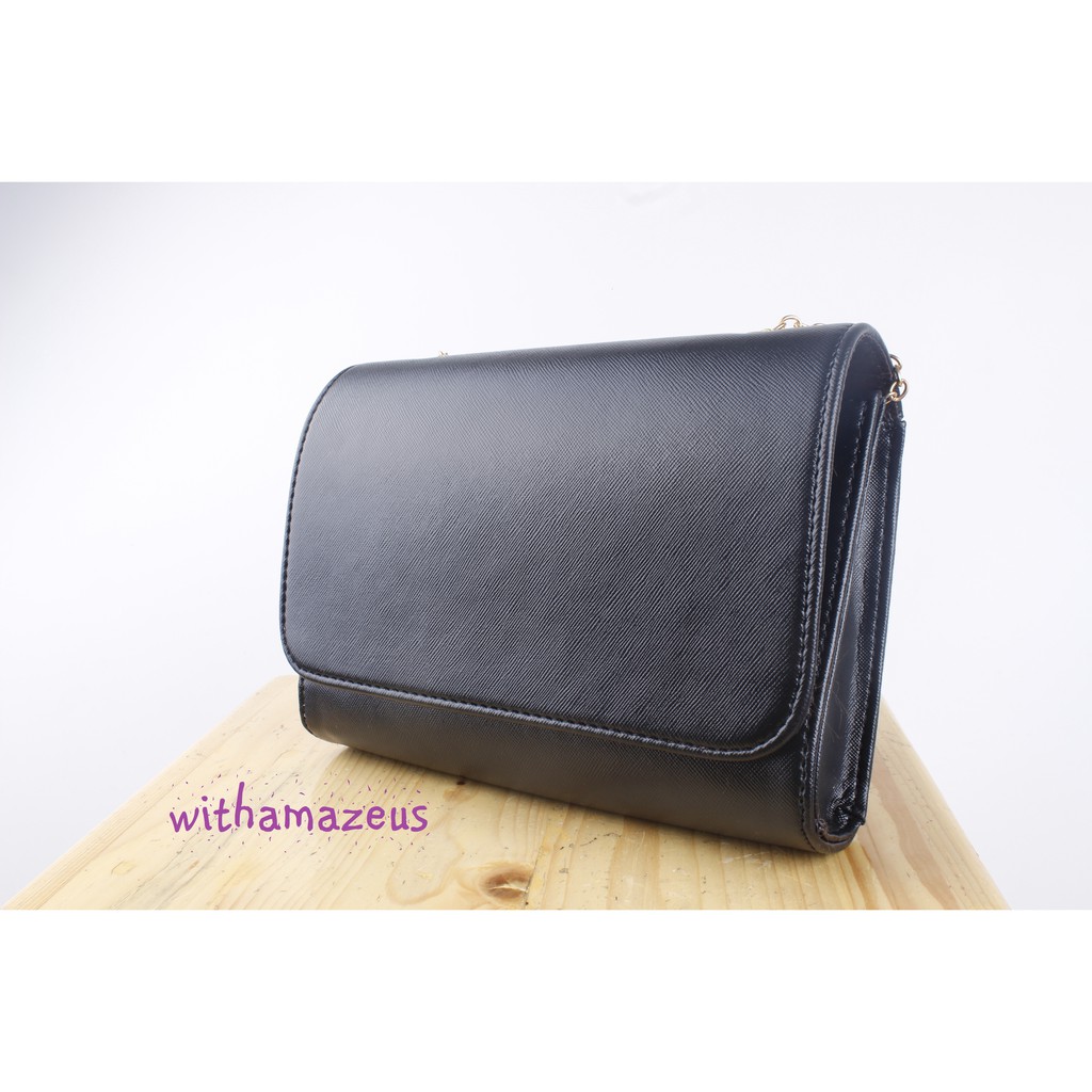 Becky Gold Chain Strap Shoulder Bag - Black