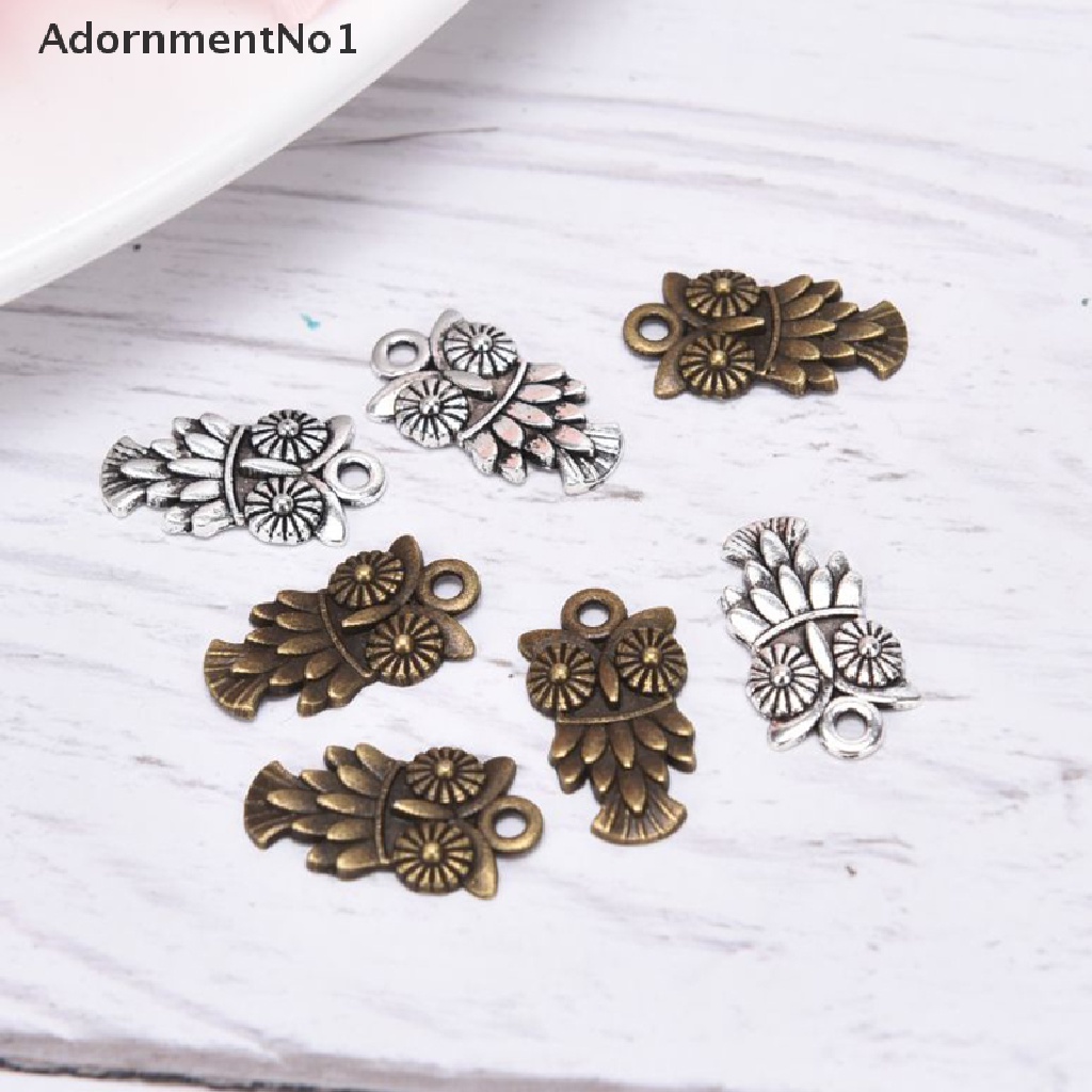 (AdornmentNo1) 10pcs / Set Liontin Bentuk Burung Hantu Bahan Alloy Gaya Vintage Untuk Kerajinan Tangan DIY