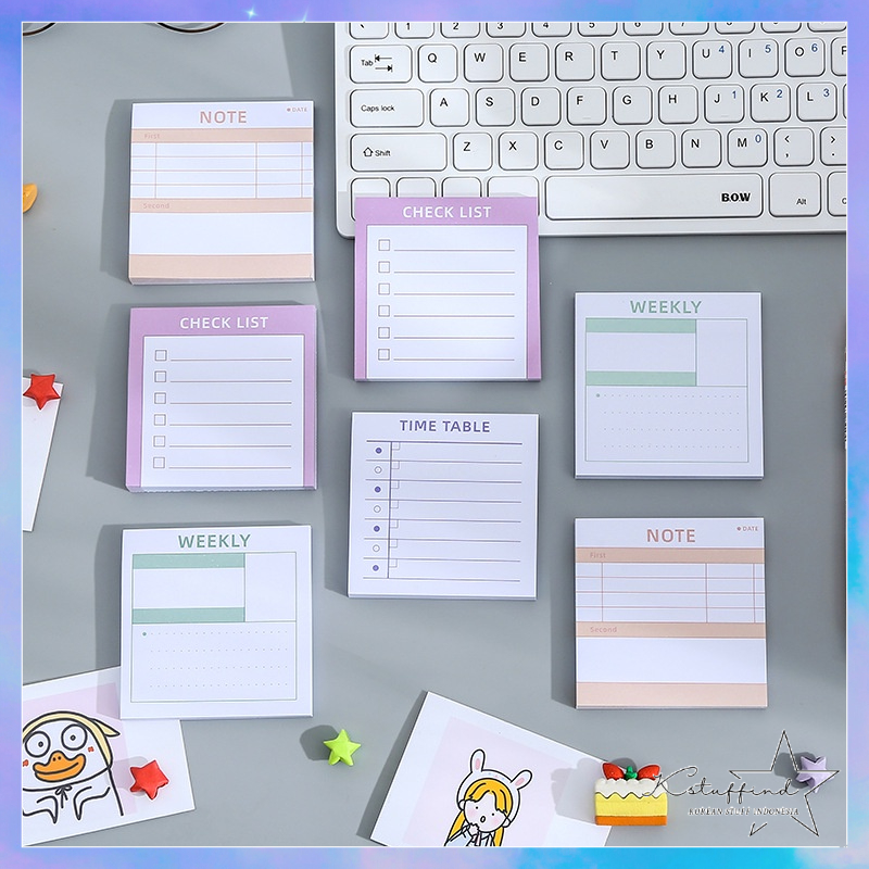 [kstuffind] 60 lembar sticky note / memopad daily planner persegi