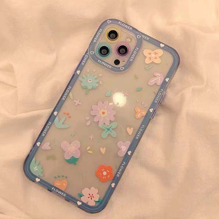 Soft Case TPU Transparan Motif Bunga Untuk Iphone 14 13 12 11 Pro mini 8 7 6 6s Plus X XS Max XR