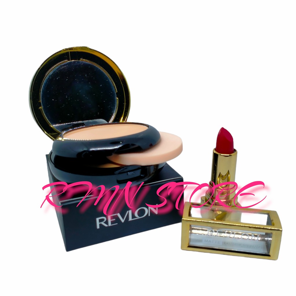 Paket 2in1 Lipstik Revlon Matte Longlasting Plus Bedak Revlon 2in1