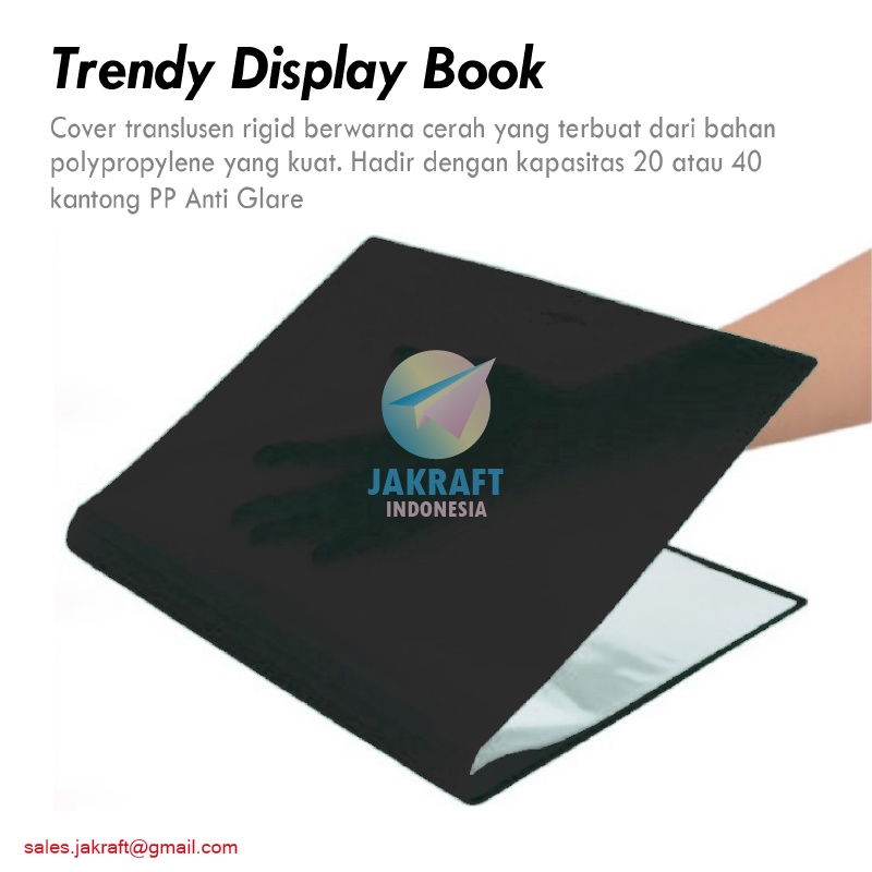

(1 Pcs) Map Trendy Display Book F4 BANTEX 3393 Black 10 Folio isi 20 PP Pocket Clear Holder Hitam Transparan Document Keeper FC