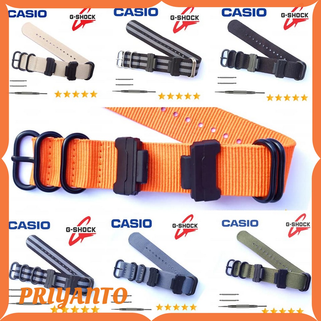 Tali Jam Tangan Canvas Nylon Casio G-shock Ga-100 Ga-110 Ga-120 Free Pen Dan Obeng