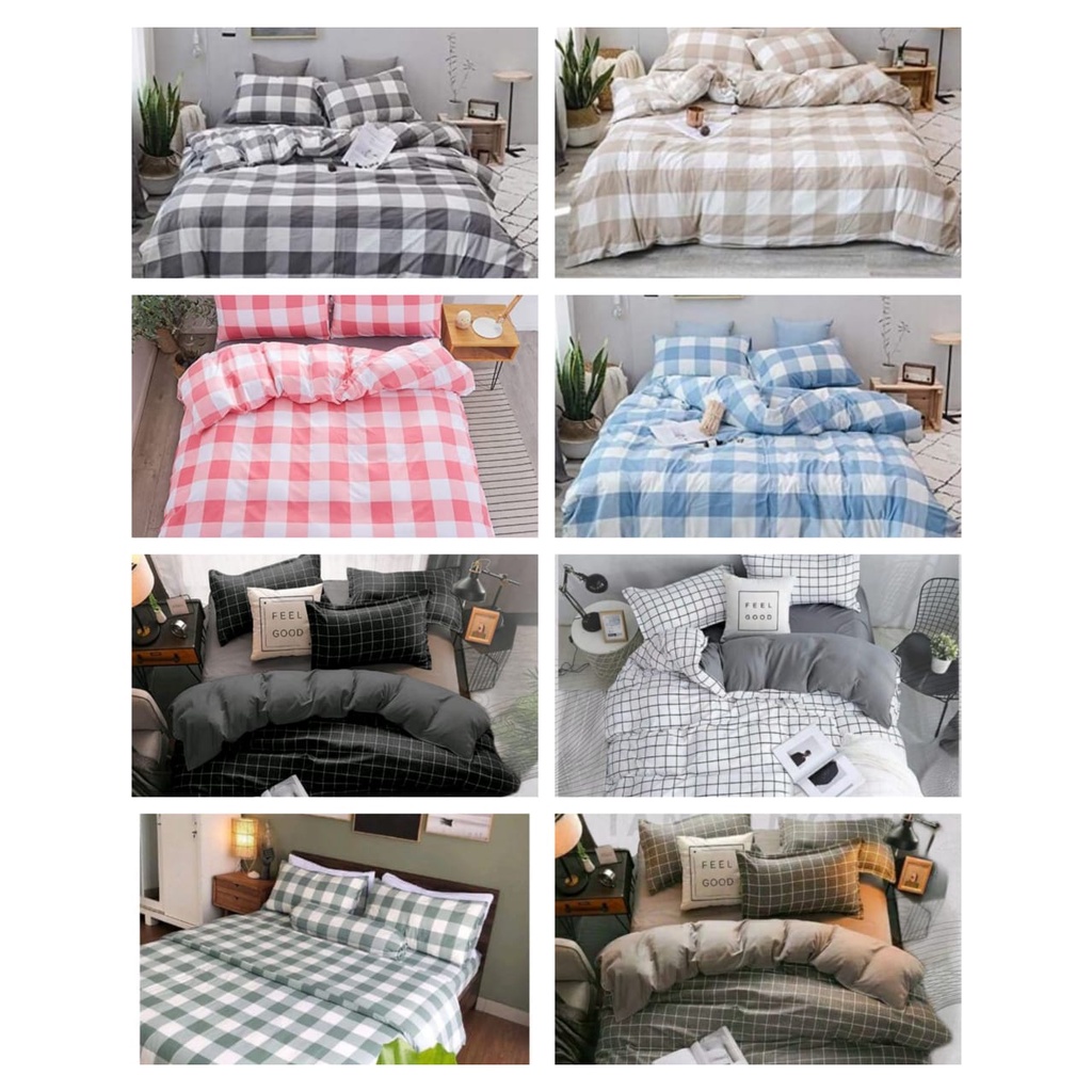 Sprei Homemade motif kotak hitam 160 180 Sprei Karakter Sprei Motif aesthetic Berkualitas