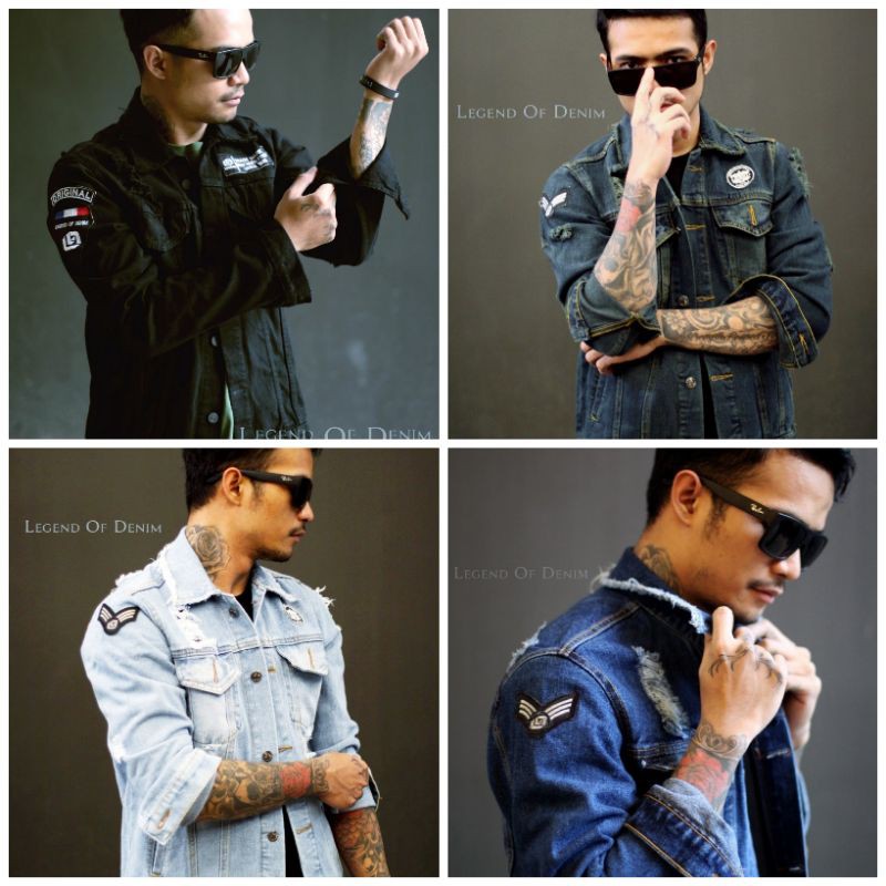 JAKET JEANS RIPPED BORDIR PRIA/JAKET JEANS BORDIR ORIGINAL LEGEND OF DENIM