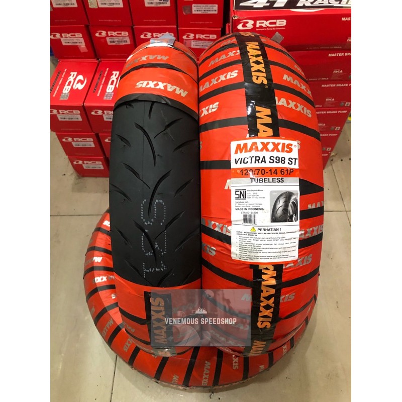Ban Maxxis Victra S98 ST Ukuran 120/70-14 (Tubeless)