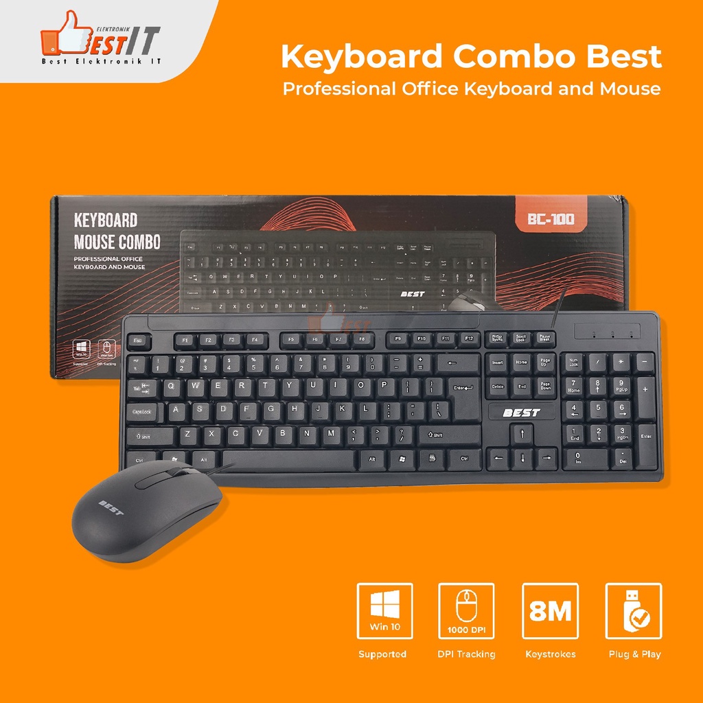 Keyboard Komputer PC Laptop Paket Combo BEST Keyboard Mouse free Mousepad