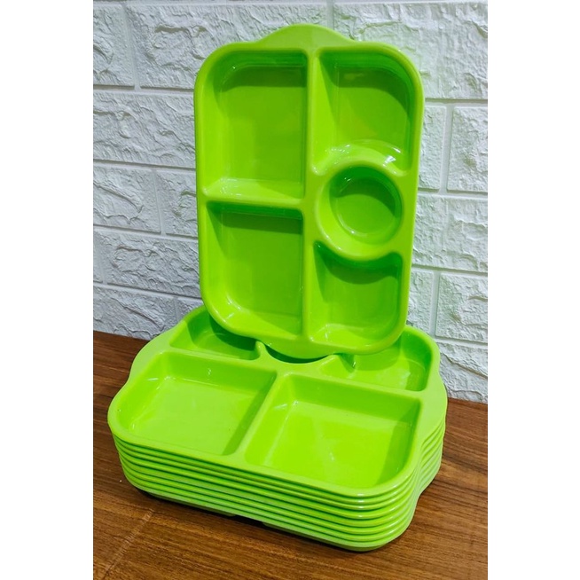 6 PCS PIRING MAKAN SEKAT 5 KOTAK  BAHAN MELAMIN FOOD GREAD BPA FRE TERMURA DAN TERLARIS