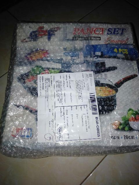 Panci Set Enamel Gsf G-2630 Frypan Tutup Kaca Wajan Wok Dan Saucepan