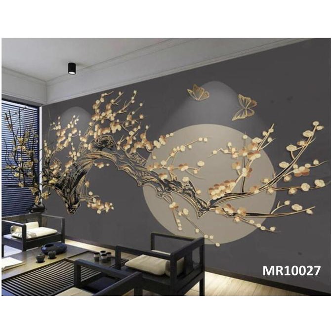 Photowall Mural Dinding 3D Wallpaper Mural Bunga Sakura Modern Mewah Wd676538