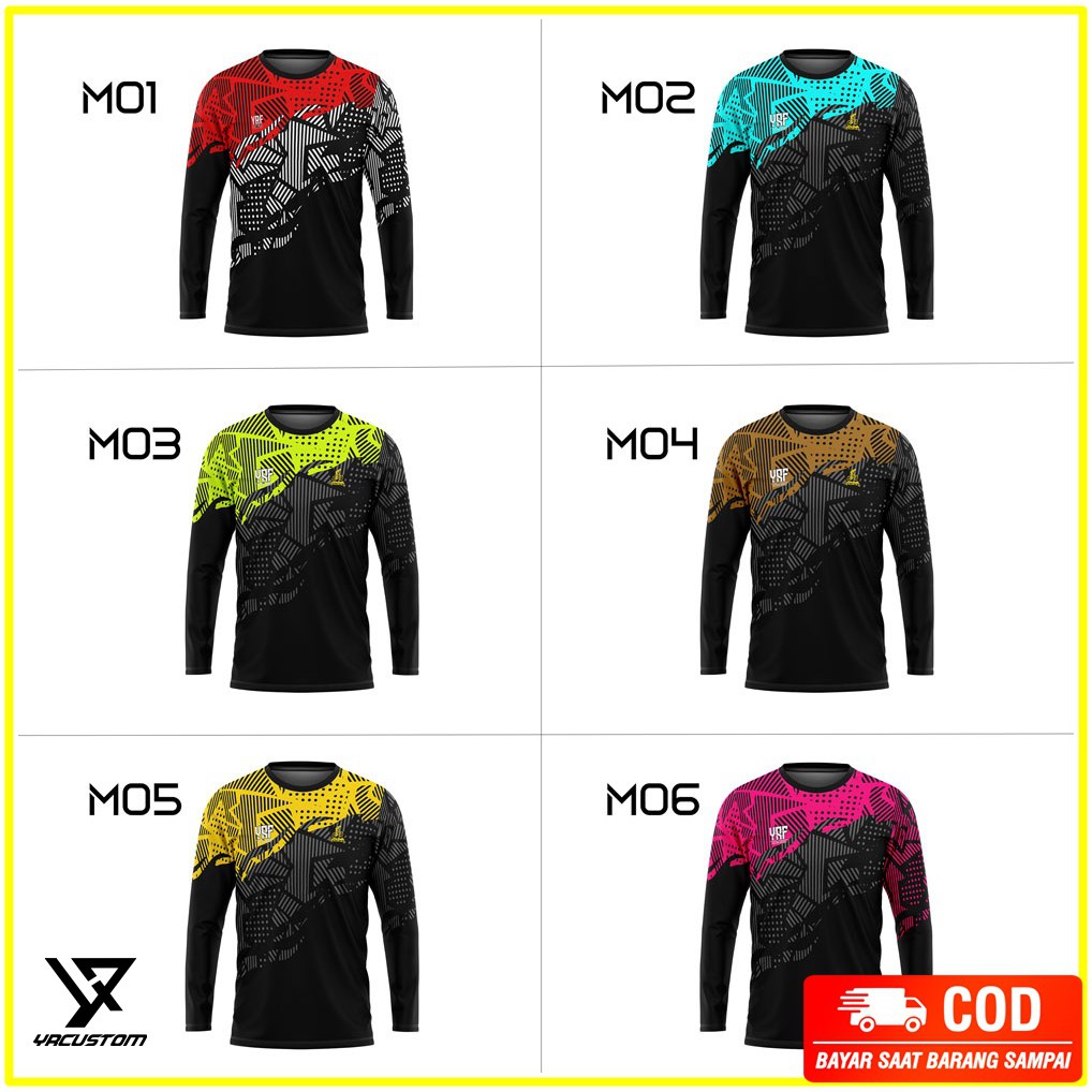 BISA COD Kaos Jersey Sepeda Gowes Lengan Panjang Custom Satuan, MTB Downhill, Indonesia