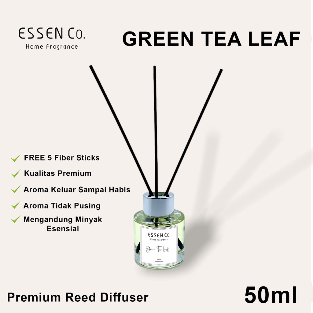 Essen Co Reed Diffuser Aromatherapy Green Tea Leaf Pengharum Pewangi Ruangan Aromaterapi Teh Hijau 50ml