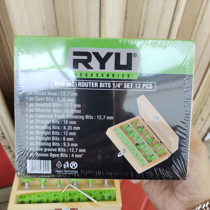 RYU MATA PROFIL KAYU TRIMMER KAYU SET 12 PCS / MATA TRIMMER KAYU RYU / MATA ROUTER RYU SETT 12 PCS