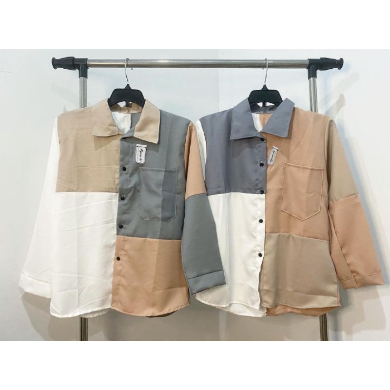 kemeja tone kombinasi 3 warna
