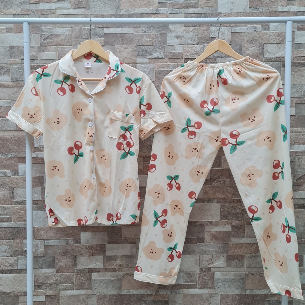 SNR - BAJU TIDUR KANCING LENGAN PENDEK CELANA PANJANG