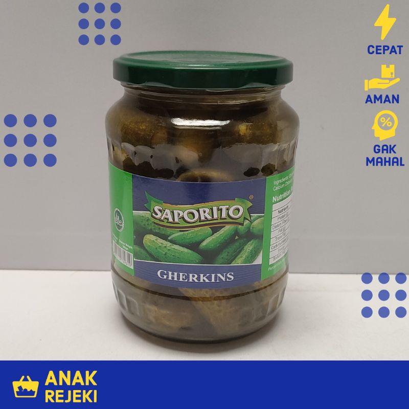 

Saporito Gherkins 670gr - Pickled Cucumber Ketimun Acar Gherkin Gerkin