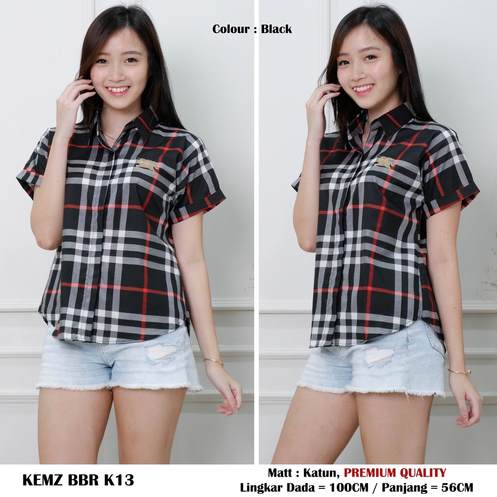 KEMEJA WANITA KEKINIAN KEMZ BBR K13 PREMIUM Lengan Pendek-3