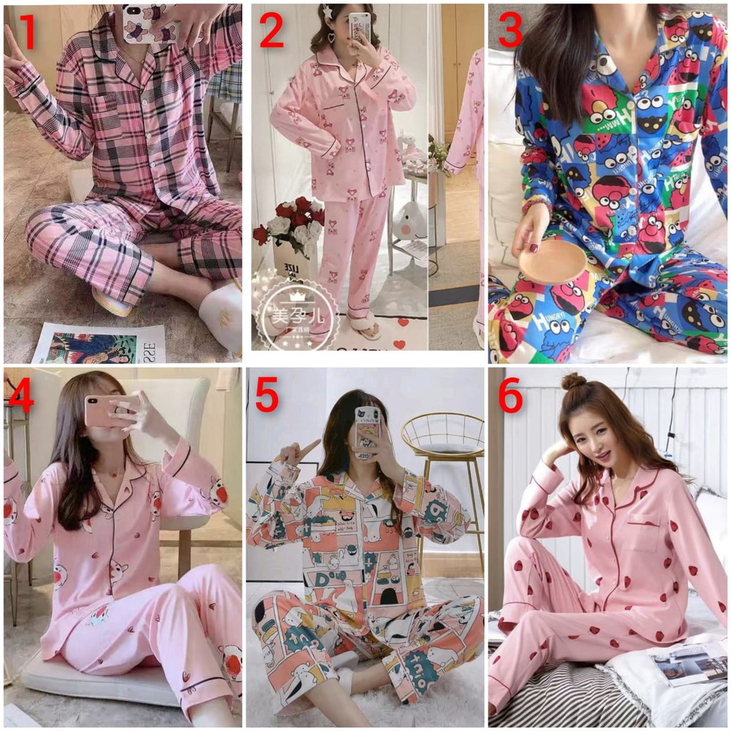 Setelan baju tidur piyama pp motif import