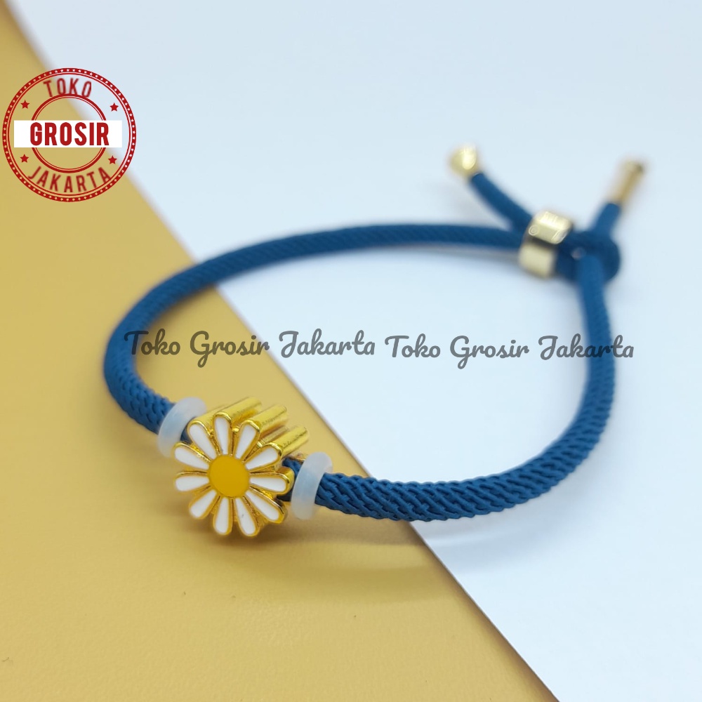 Gelang Tali Serut Liontin Bunga Matahari Gelang Tali Serut Adjustable