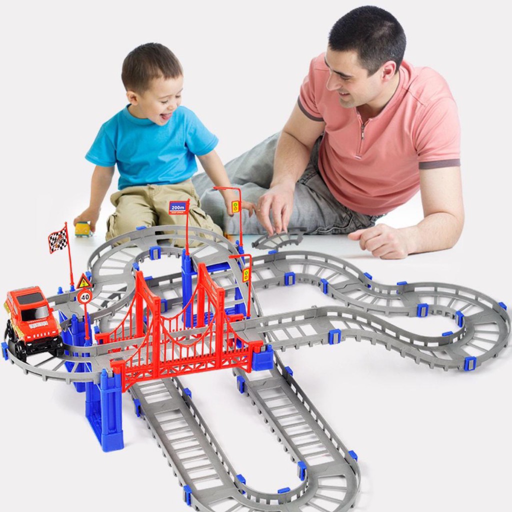 [FUNNY] 90Pcs Mainan Anak Edukasi Track Mobil / Mainan Jalur Kereta Api Bisa Bongkar Pasang / Mobil-Mobilan