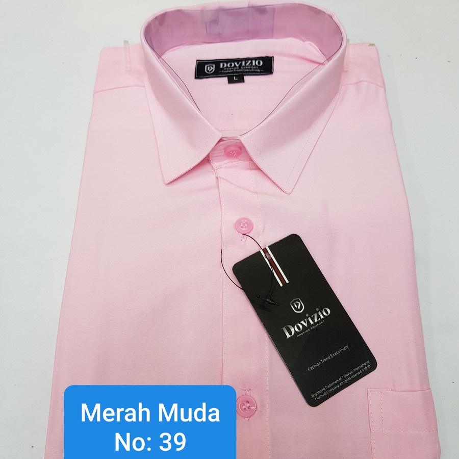 Lesta Langgeng Kemeja Formal Pria Kerja Dewasa Model Standard Bahan Kain Katun Warna Pink Polos M L XL