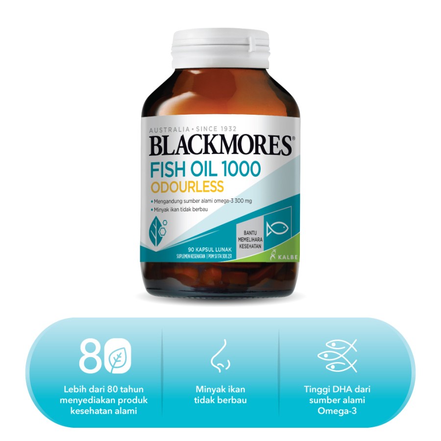 BLACKMORES ODOURLESS FISH OIL 1000 / 90 KAPSUL