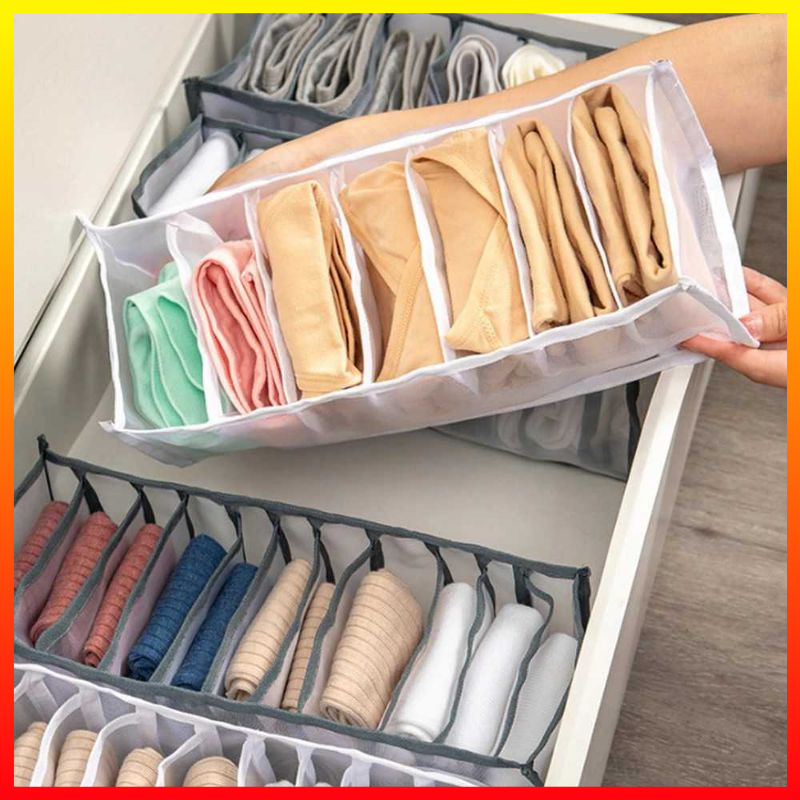 Kotak Pembatas Sekat Pakaian Closet Organizer Storage Box 6 Grid High Quality Material - 7RHZKJBK