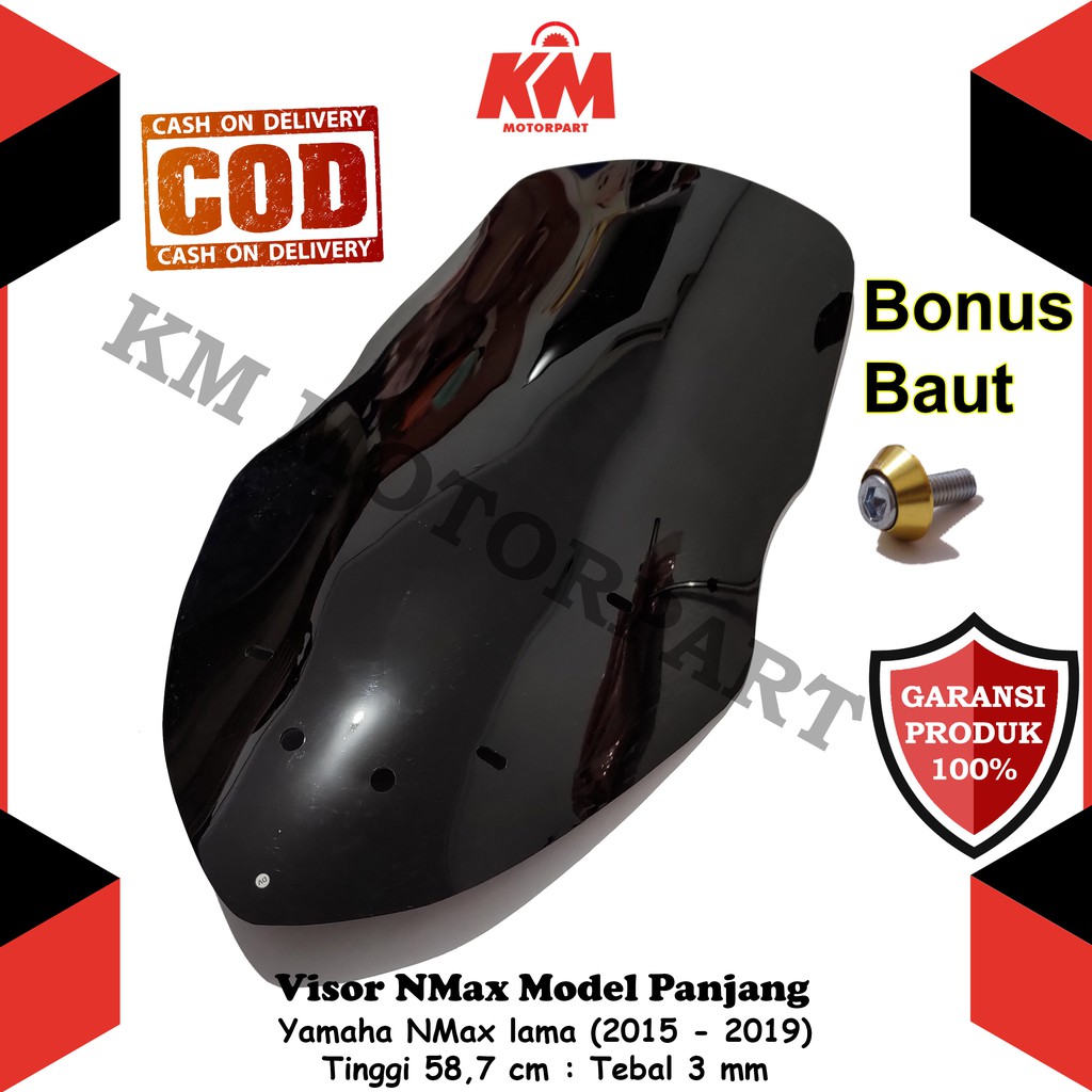 Visor Windshield NMax Old Panjang 2015 2016 2017 2018 2019 Panjang 58 cm Tebal 3 mm Bahan Kaca Mika