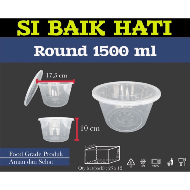 THINWALL MANGKOK BULAT 1500 ML (ISI 10/15 PCS) - MANGKOK PLASTIK 1500 ML