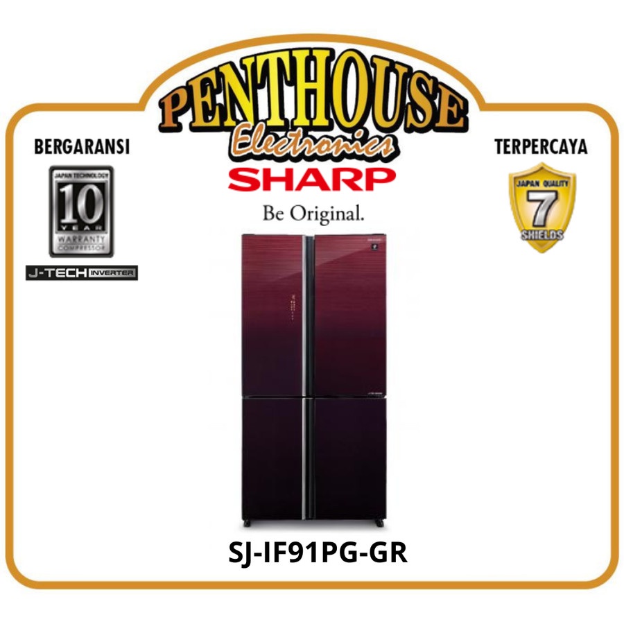 Jual Sharp Kulkas Side By Side Pintu Sj If Pg Gr Gloss Red Shopee Indonesia