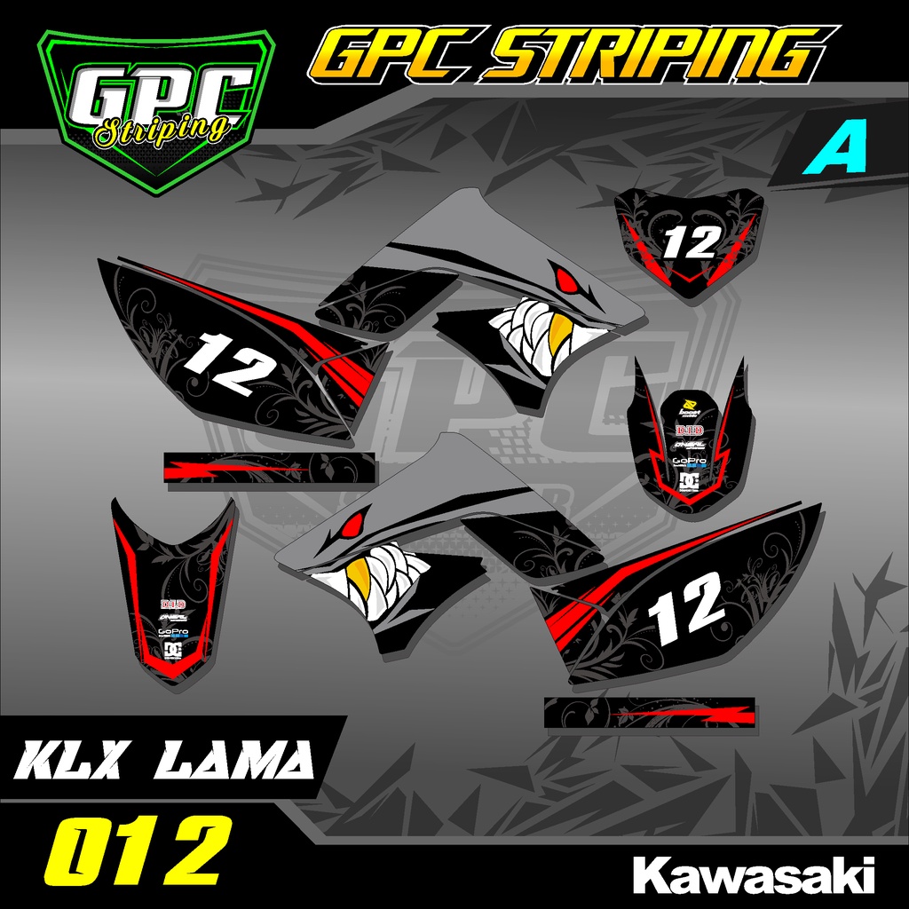 Sticker Stiker Striping Lis Variasi KLX 150 S / L Lama Desain Shark Hiu GPC 012