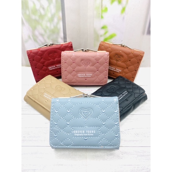 Dompet wanita kecil forever young lipat penutup kunci behel korea