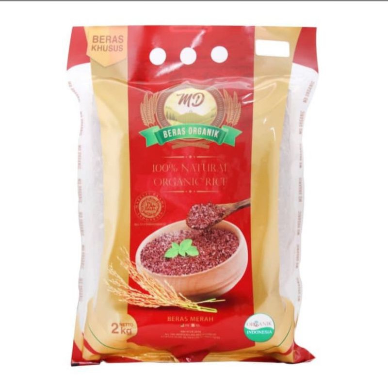 MD beras organik red rice  / brown rice pecah kulit beras merah sehat 2 kg