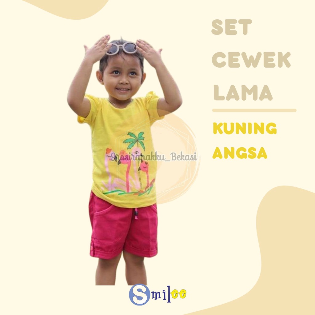 Setelan Anak Cewe Kuning Angsa Size 1,2,3thn Murah