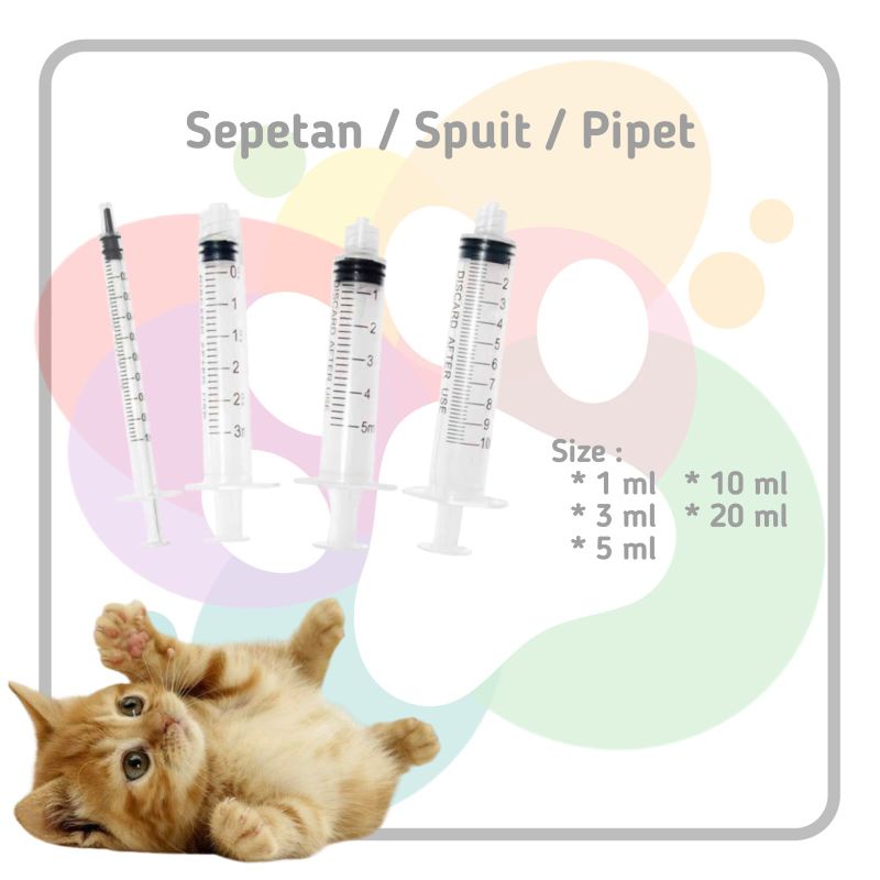 Sepetan 1ml 3ml 5ml 10ml 20ml 50ml 50cc Kucing Anjing Suntikan Spet Pipet Spuit