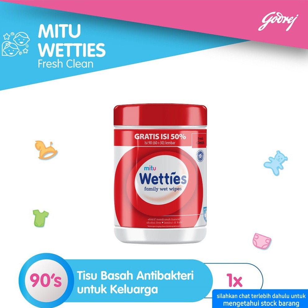 MITU WETTIES BOTOL 90 SHEETS TISU BASAH BABY / BAYI LEMON &amp; ANTISEPTIC