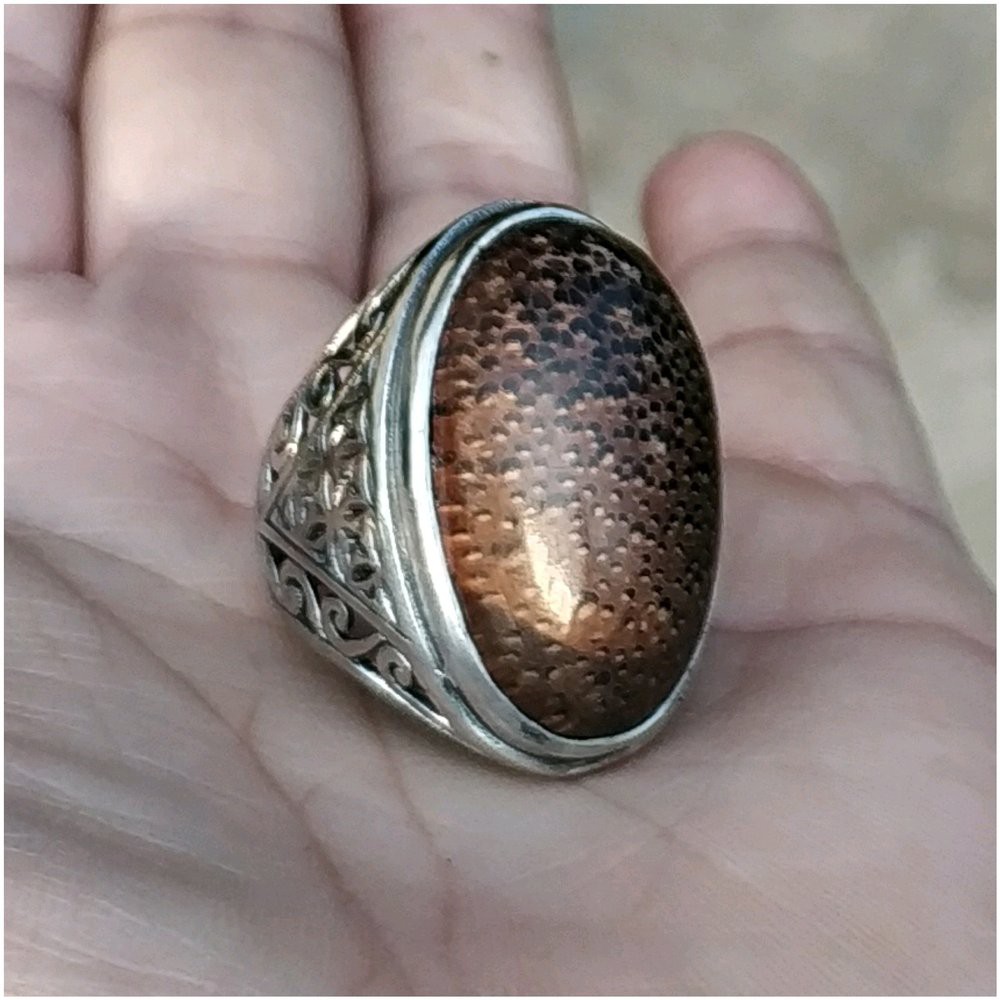 CINCIN BATU AKIK NATURAL FOSIL KAYU LIWUNG LAWU MACAN FOSIL KAYU AREN