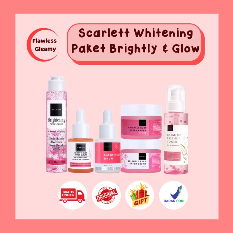 SCARLETT WHITENING Paket Brightly and Glow 6 item