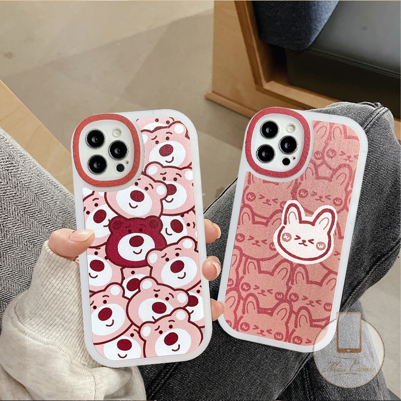 Realme C35 C53 C55 10 9i 8i C25 C12 C25s GT Master C30 C11 C31 C15 C21Y C25Y 8 5i 6i C3 7i 7 C17 6 5 5s 8Pro C21 Cute Bear Rabbit Full Back Oval Perlindungan Lensa Soft TPU Sarung