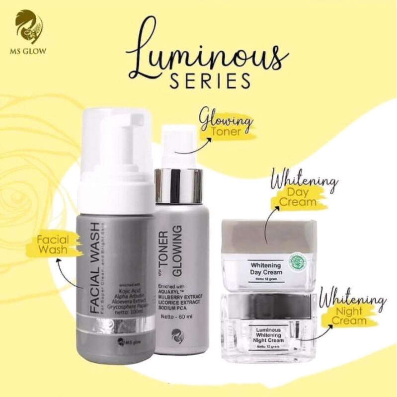 (FREE 1 GIFT )Ms Glow luminous paket perawatan kecantikan wajah bb cream paket series luminous serum