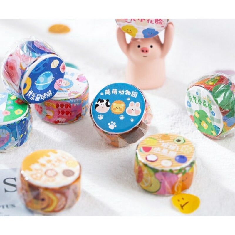 

100 PCS STICKER WASHI TAPE ROLL / 1 ROLL WASHI TAPE SELOTIP VINTAGE / STICKERS SET WASHI TAPE