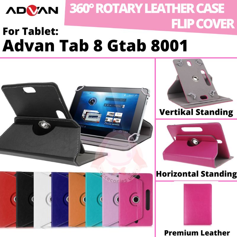 Advan Tab 8 Gtab G Tab 8001 Rotary Case Leather Flip Casing Book Cover Kesing