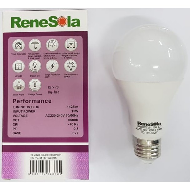 RENESOLA LAMPU LED BULB 15W 15 WATT PUTIH (GARANSI &amp; HARGA GROSIR) JUARA PROMO MURAH ORIGINAL