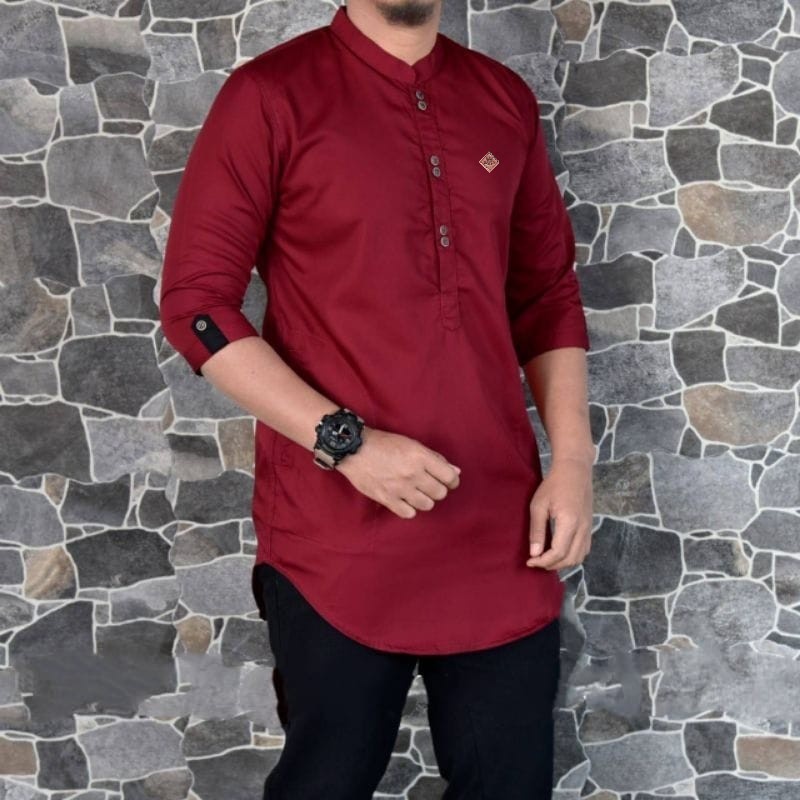 Baju Koko KURTA Pakistan TOYOBO WARNA ABU-ABU Tangan 3/4 Super Premium Terbaru Qurta Pria Dewasa Jahitan Rapi Tampil