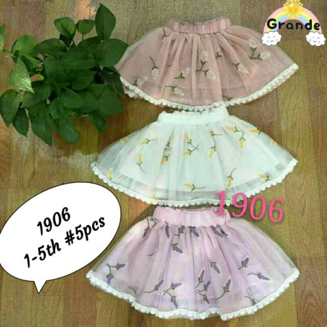 ROK TUTU BORDIR BUNGA LAVENDER